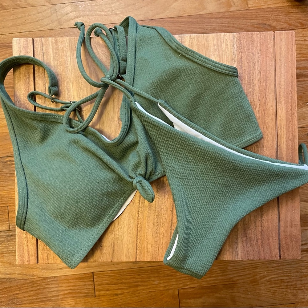 Green Ribbed Bikini